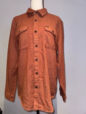 Brixton Rust Orange Button-Front Shacket with Chest Pockets